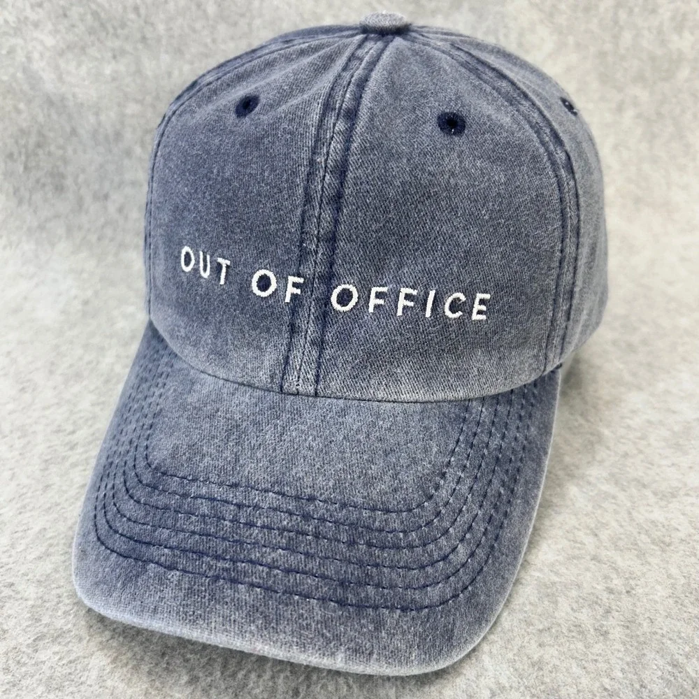 Out Of Office Mens Blue AvantStay Baseball Hat Faded Denim Wash Adjustable OSFA